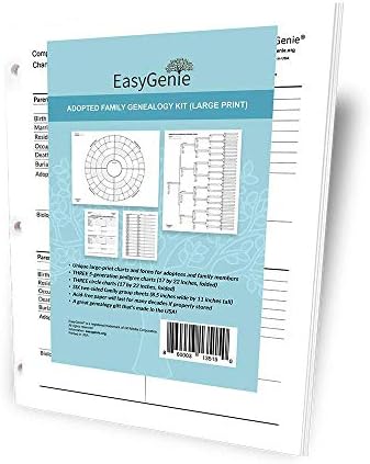 ערכת גנאלוגיה משפחתית של EasyGenie אימצה | 3 תרשימי אילן יוחסין, 3 תרשימי מעגל, 6 גיליונות קבוצות